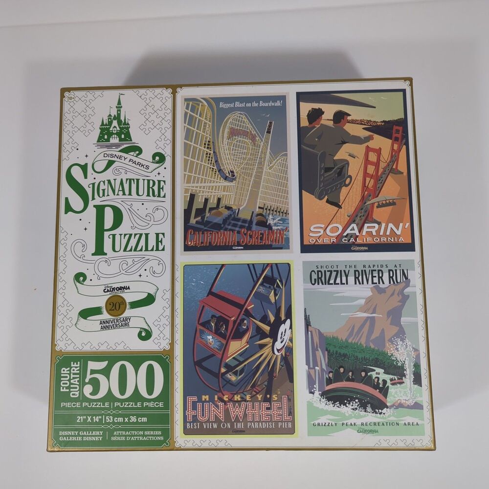Disney California Adventure 20th Anniversary 4-Pack 500 pc Puzzle Set NIB Sealed